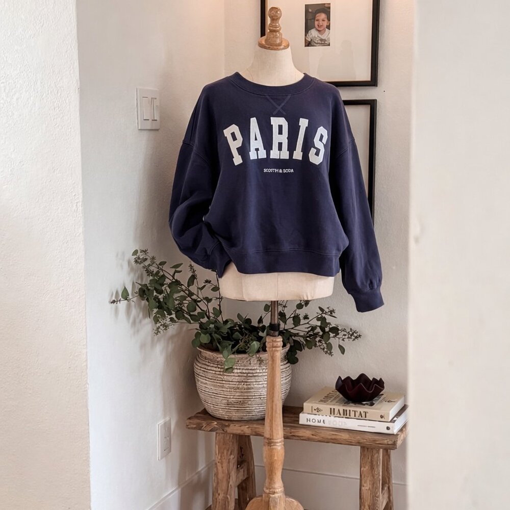 Scotch and Soda Paris Navy Blue Ladies Medium Sweatshirt 100% cotton